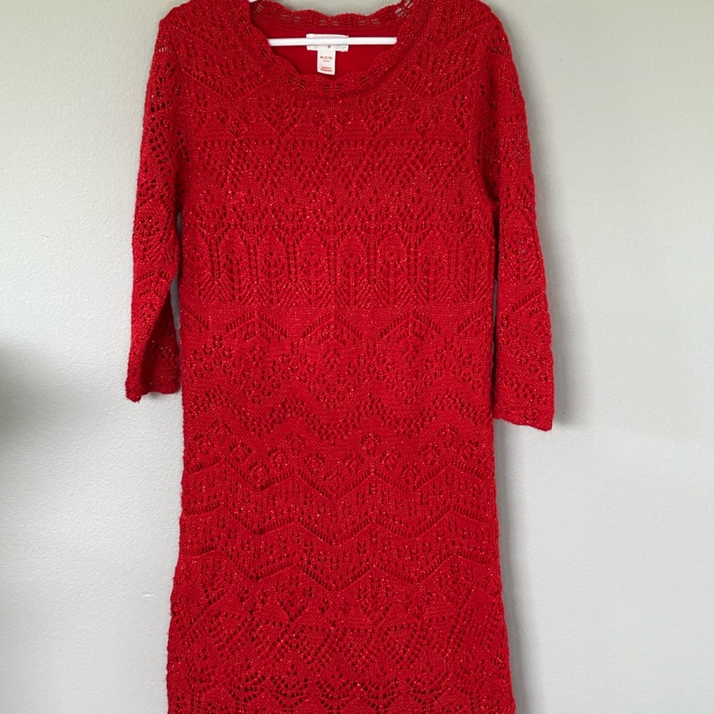 Girls Cat & Jack Crocheted Lace Red Dress